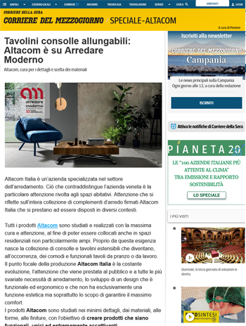 il corriere del mezzogiorno parla di arredare moderno