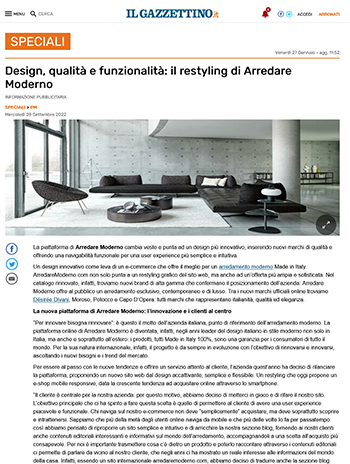 il gazzettino parla di arredare moderno