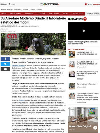 il mattino parla di arredare moderno