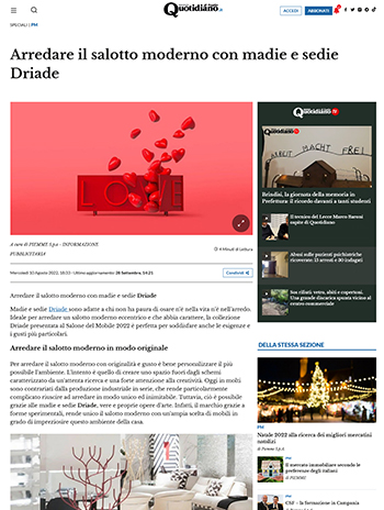 quotidiano di puglia parla di arredare moderno