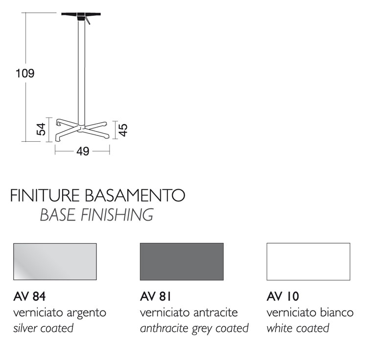 Tavolino Bar Domino Scab affiancabile H.110 dimensioni